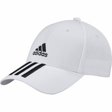 Adidas 3 Stripe Twill Baseball Cap (White Black) Adult Mens